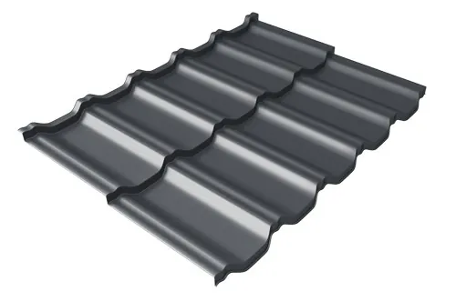 Металлочерепица модульная Квинта Uno Grand Line c 3D резом 0,5 Velur RAL 7024 мокрый асфальт купить в Анжеро-Судженске
