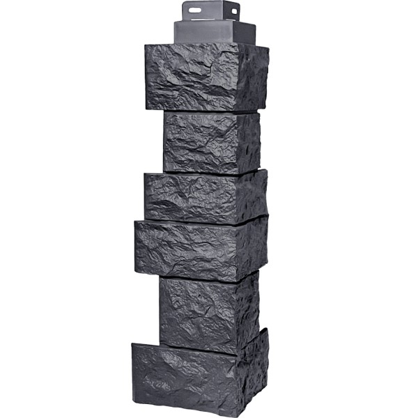 Цокольный сайдинг FineBer – Серия “Дикий камень”, Угол наружный, Асфальт купить в Анжеро-Судженске