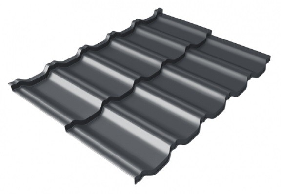 Металлочерепица модульная Квинта Uno Grand Line c 3D резом 0,5 Satin Мatt RAL 7024 мокрый асфальт купить в Анжеро-Судженске