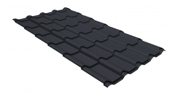 Металлочерепица камея GL 0,5 GreenCoat Pural matt RR 23 темно-серый (RAL 7024 мокрый асфальт) купить в Анжеро-Судженске