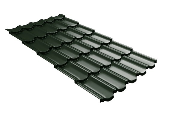 Металлочерепица квинта плюс с 3D резом 0,5 GreenСoat Pural Matt RR 11 темно-зеленый (RAL 6020 хромовая зелень) купить в Анжеро-Судженске