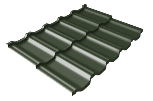 Металлочерепица модульная Квинта Uno Grand Line c 3D резом 0,5 GreenСoat Pural Matt RR 11 темно-зеленый (RAL 6020 хромовая зелень) купить в Анжеро-Судженске