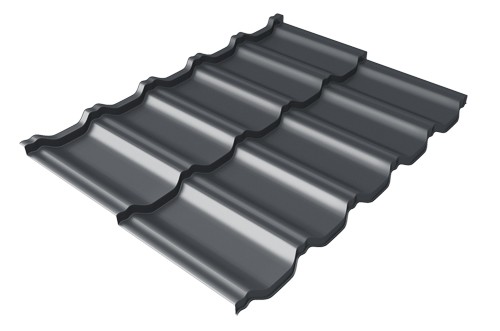 Металлочерепица модульная Квинта Uno Grand Line c 3D резом 0,45 PE RAL 7024 мокрый асфальт купить в Анжеро-Судженске
