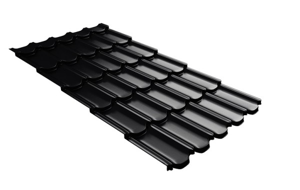 Металлочерепица квинта плюс с 3D резом 0,5 Quarzit lite RAL 9005 черный купить в Анжеро-Судженске