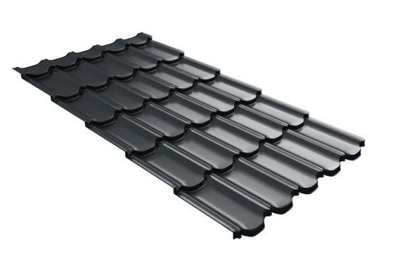 Металлочерепица квинта плюс с 3D резом 0,5 Satin RAL 7016 антрацитово-серый купить в Анжеро-Судженске